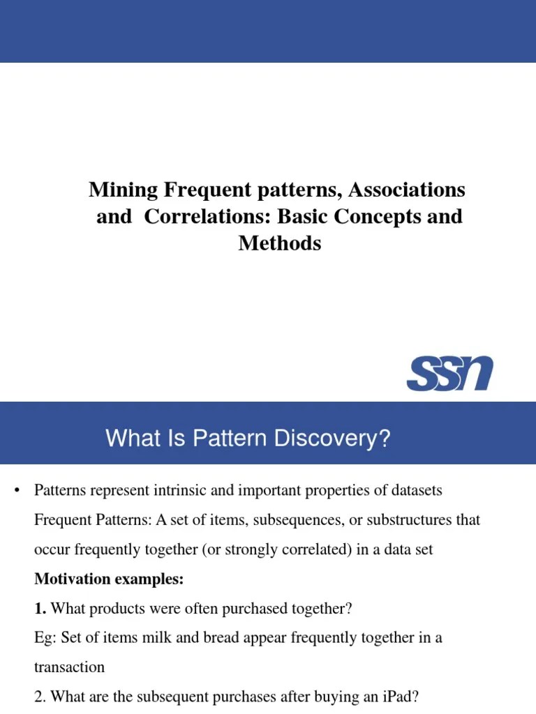 Mining Frequent Patterns, Associations And Correlations: Basic Concepts And Methods | PDF | Data ...