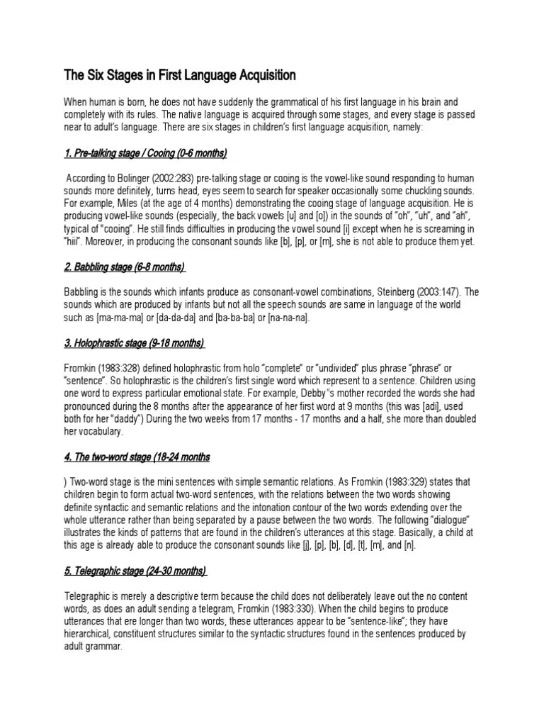 Stages Of First And Second Language Acquisition | PDF | Fluency | Second Language Acquisition