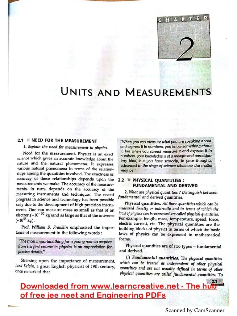 Chapter 2-Units And Measurements | PDF | Computers