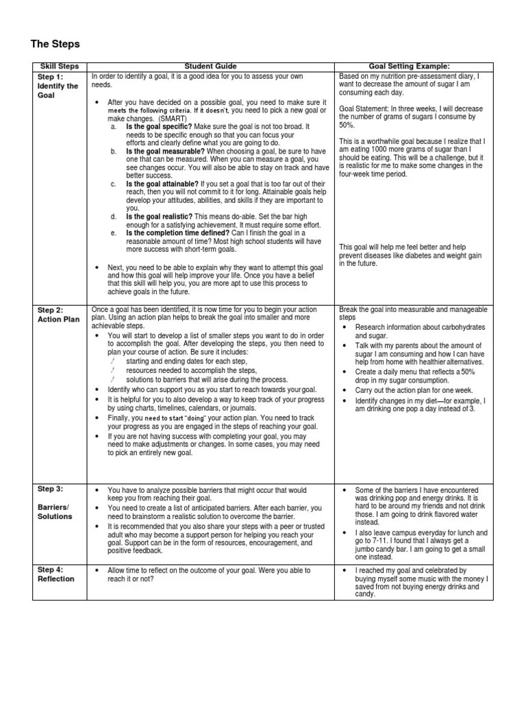 Goal Setting Module Student Guide | PDF | Goal | Carbohydrates