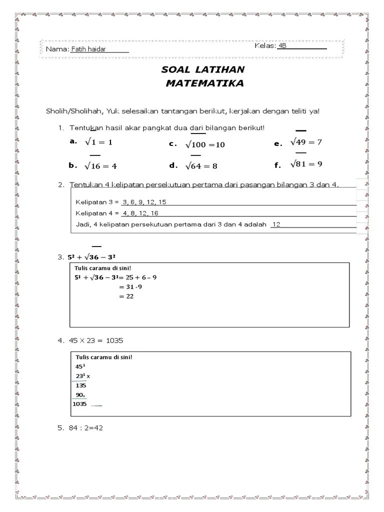 Latihan MTK Kelas 4 | PDF