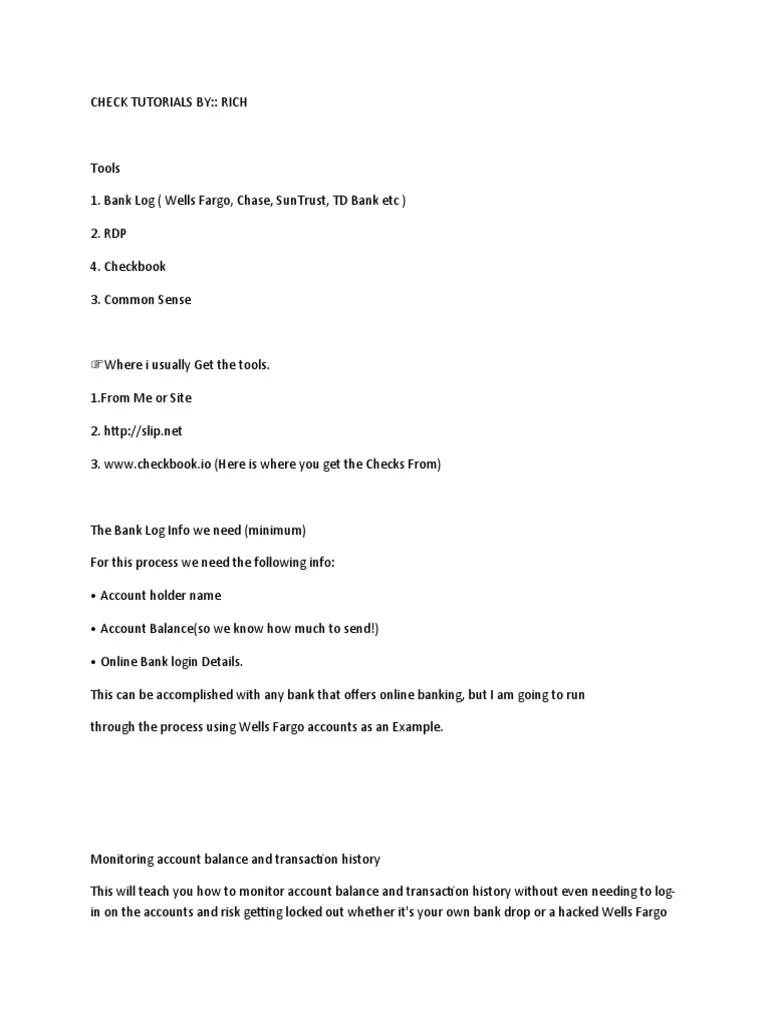 Check Tutorials 1 | PDF | Online Banking | Banks & Banking