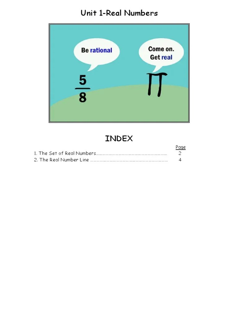Unit 1 Real Numbers Notes | PDF | Numbers | Set (Mathematics)