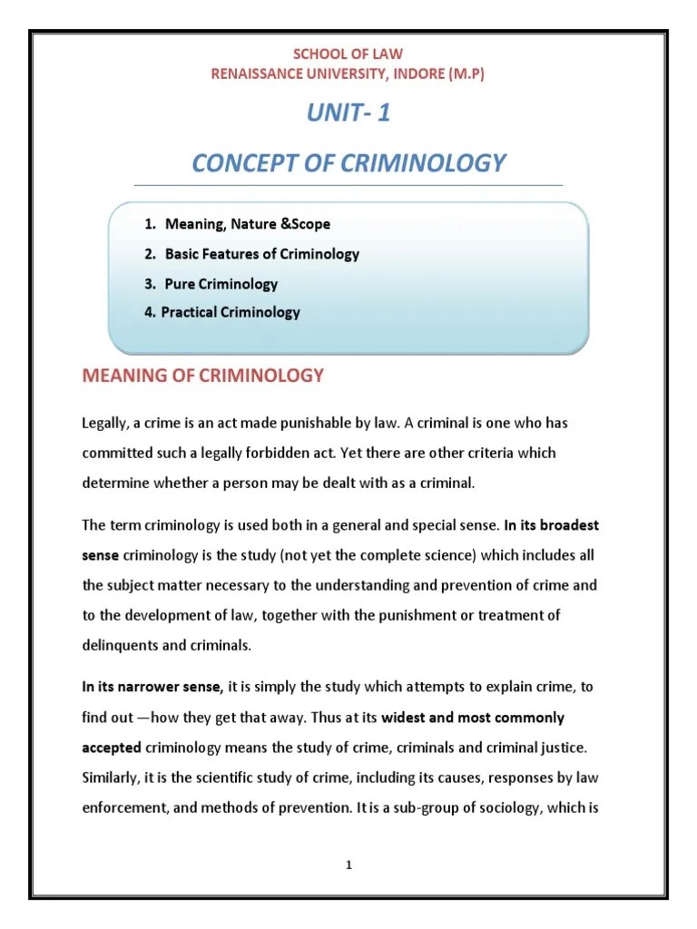 LLM SEM 1 CRIMINOLOGY Renaissance University | PDF | Criminology | Arrest