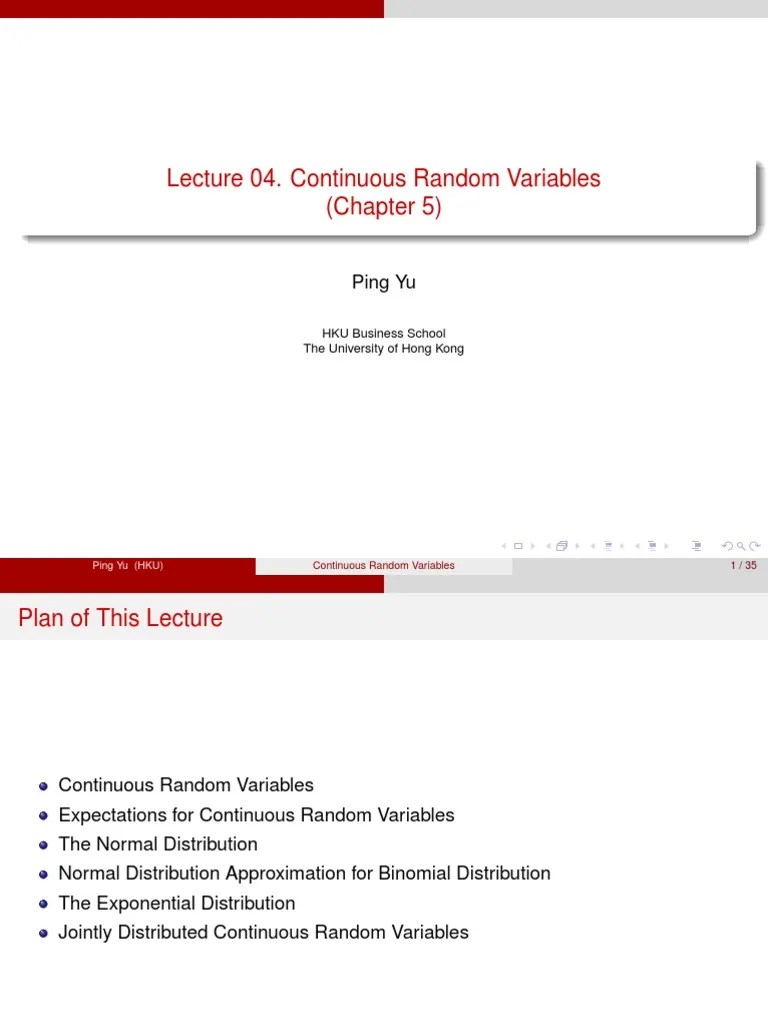 Lecture04 Continuous Random Variables Ver1 | PDF | Normal Distribution ...