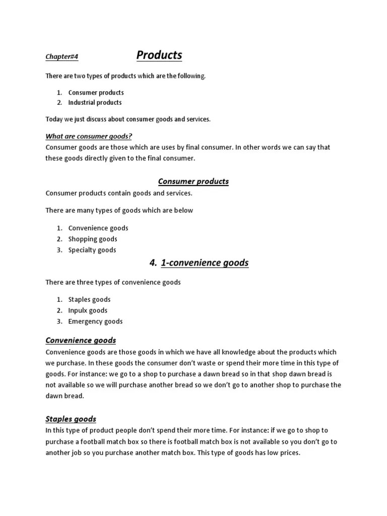 Types Of Consumer Products | PDF | Final Good | Retail