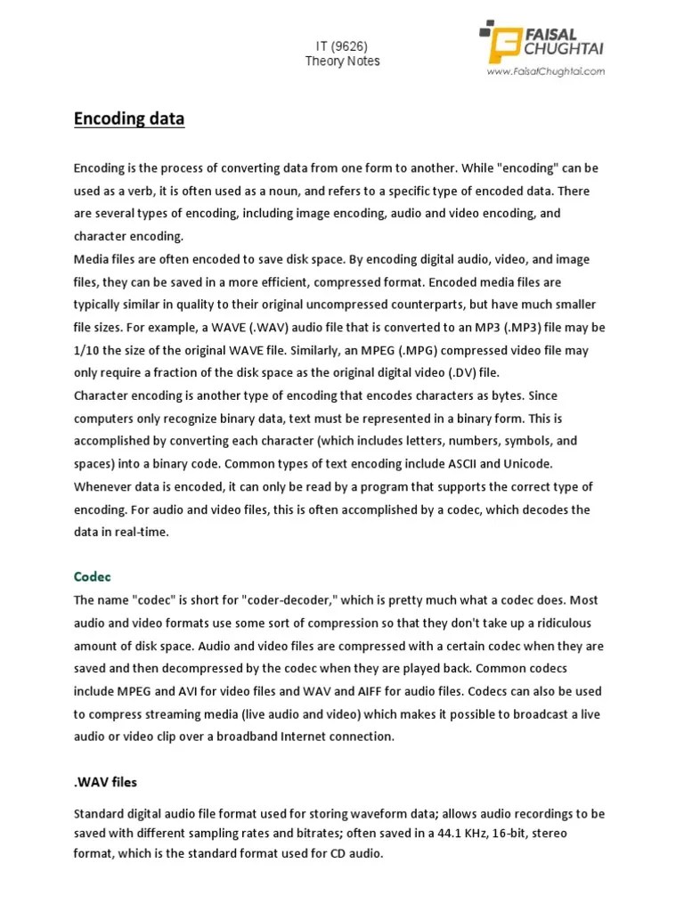 An Overview Of Common Encoding Formats And Codecs For Audio, Video ...