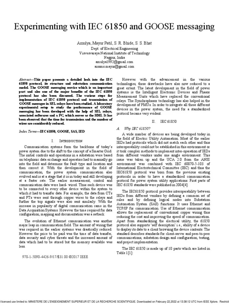 Experimenting With IEC 61850 And GOOSE Messaging | PDF | Ethernet ...