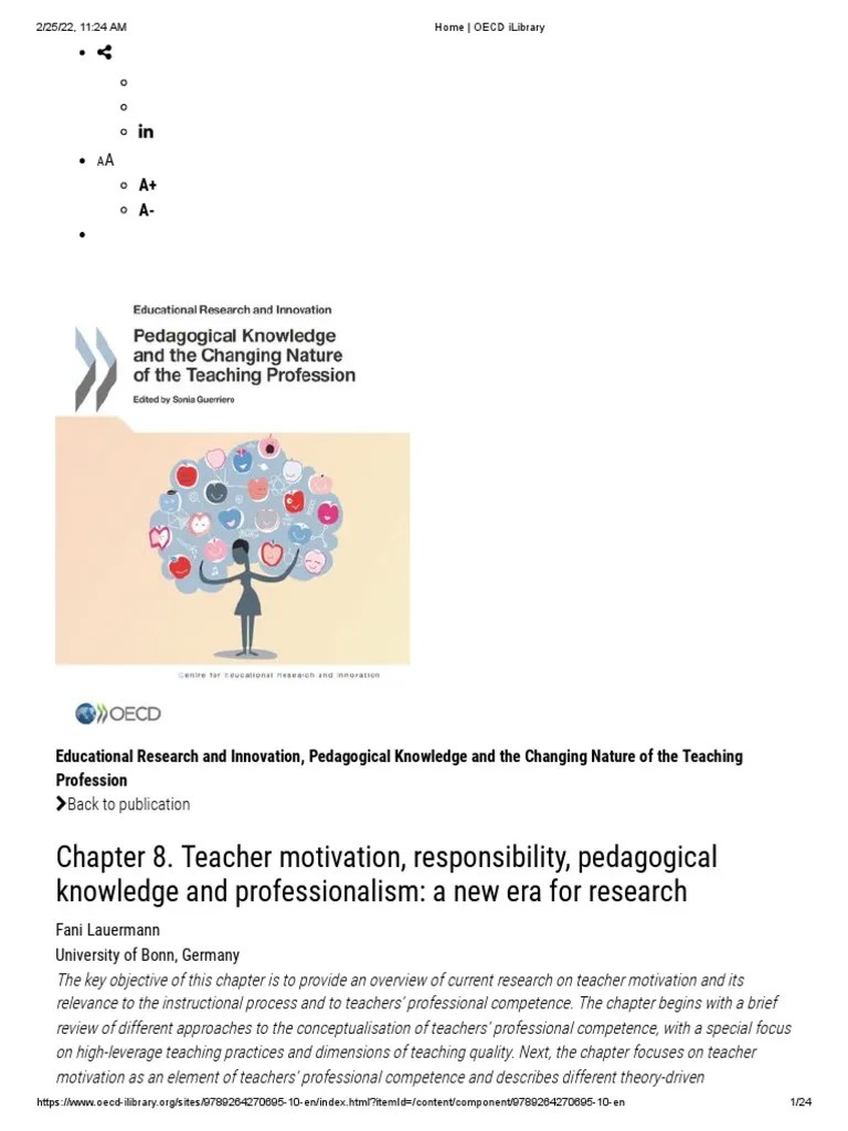 Teacher Motivation, Responsibility, Pedagogical Knowledge And Professionalism - A New Era For ...