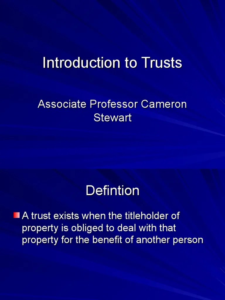 Introduction To Trusts | PDF | Trust Law | Security Interest