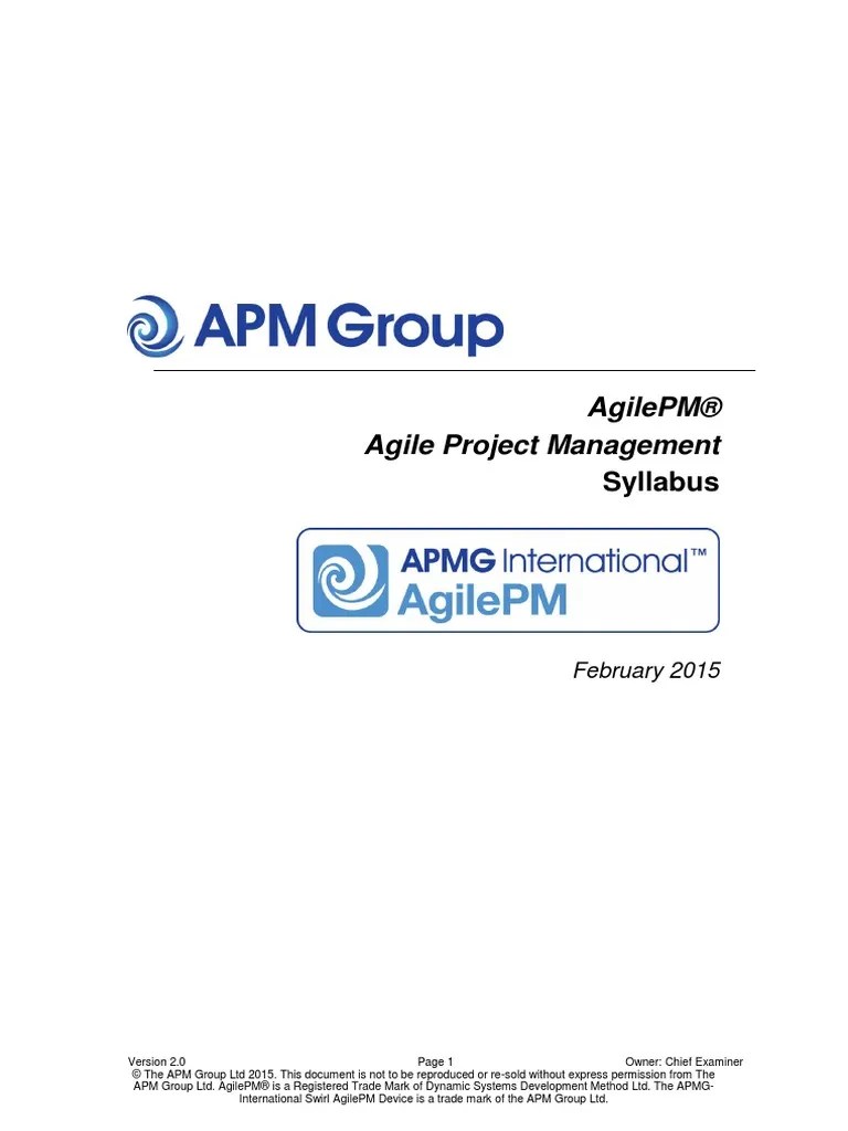 Agilepm® Agile Project Management: Syllabus | PDF | Agile Software ...