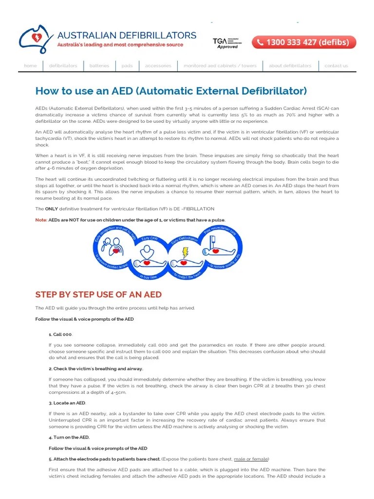 How To Use An AED - Automatic External Defibrillator | PDF | Cardiopulmonary Resuscitation ...