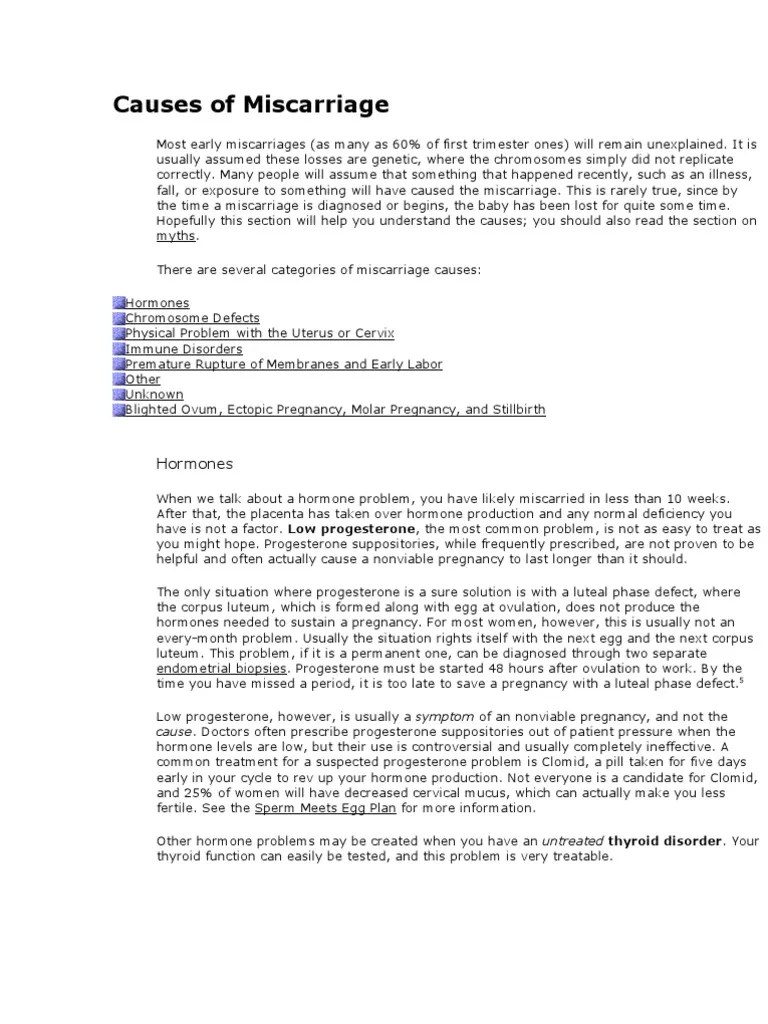 Causes Of Miscarriage | PDF | Miscarriage | Pregnancy