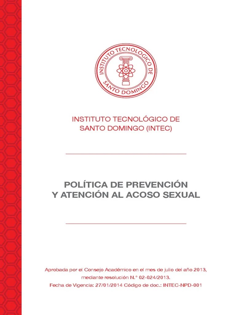 Politica - Acoso - Sexual - 2013 Intec | PDF | Acoso Sexual | Institución