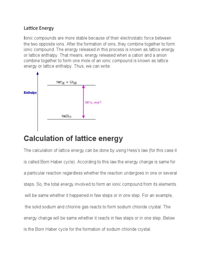 Lattice Energy A Level A2 Chemistry CIE | PDF | Ionic Bonding | Ion