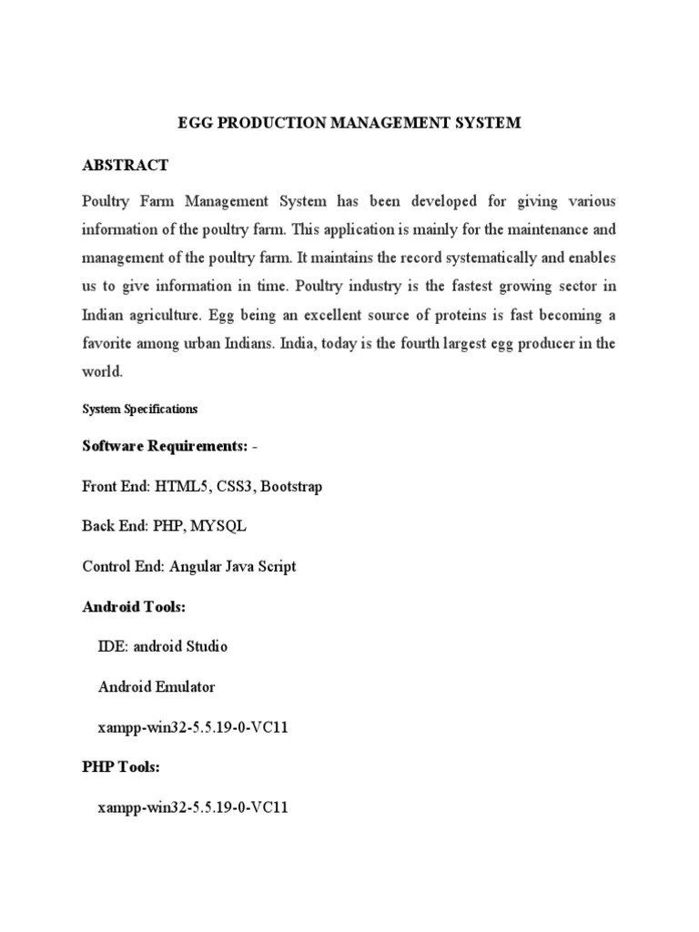 Egg Production Management System | PDF | Agriculture | Egg As Food