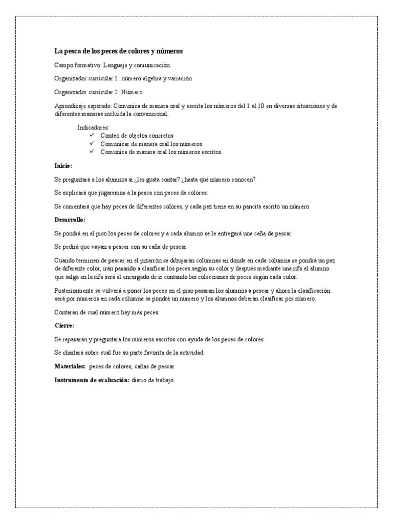 La Pesca De Los Peces De Colores Y Números | PDF