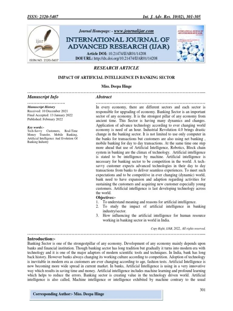 Impact Of Artificial Intelligence In Banking Sector | PDF | Artificial Intelligence ...