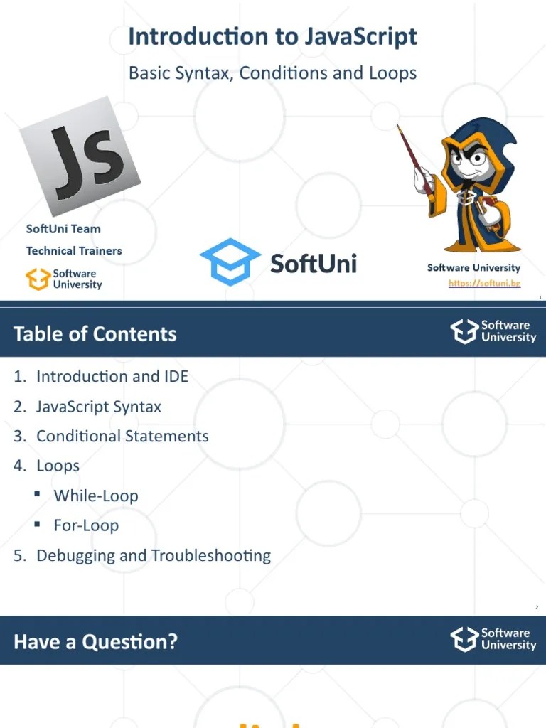 Basic Syntax, Conditions And Loops: Introduction To Javascript | PDF ...