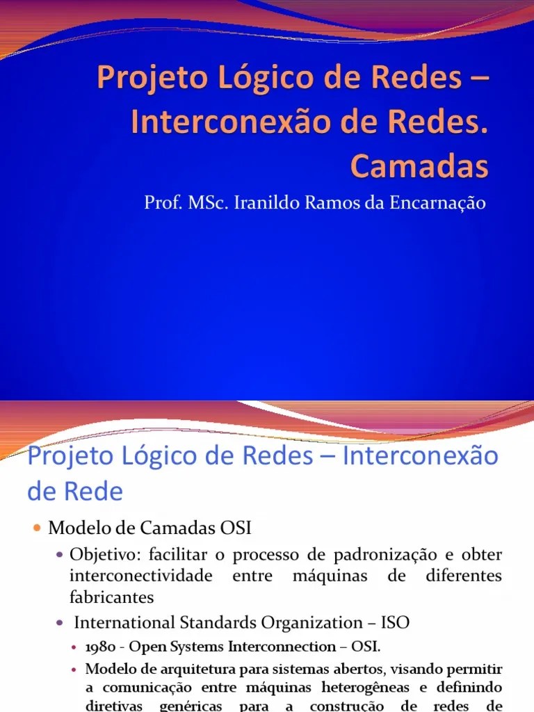 Projeto Lógico De Redes - Interconexão De Rede - Camadas | Download ...