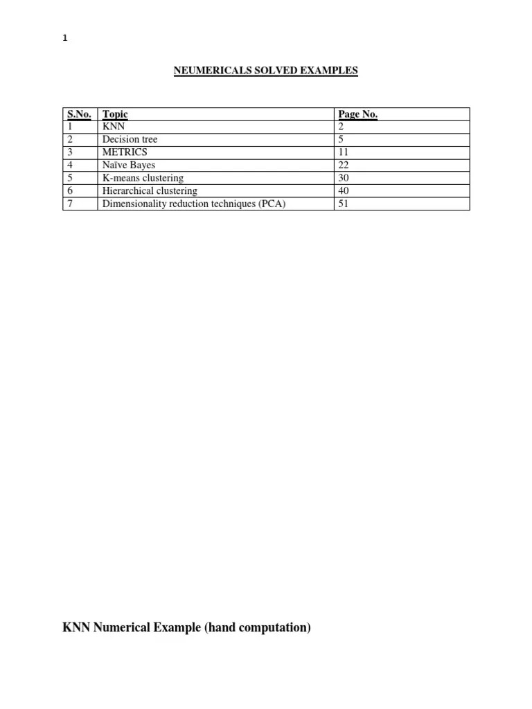 SOLVED NUMERICALS EXAMPLES In Machine Learning | PDF | Cluster Analysis | Multivariate Statistics