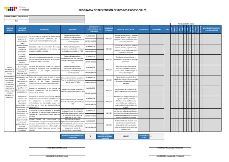 Programa De Prevención De Riesgo Psicosocial | PDF | VIH | Planificación