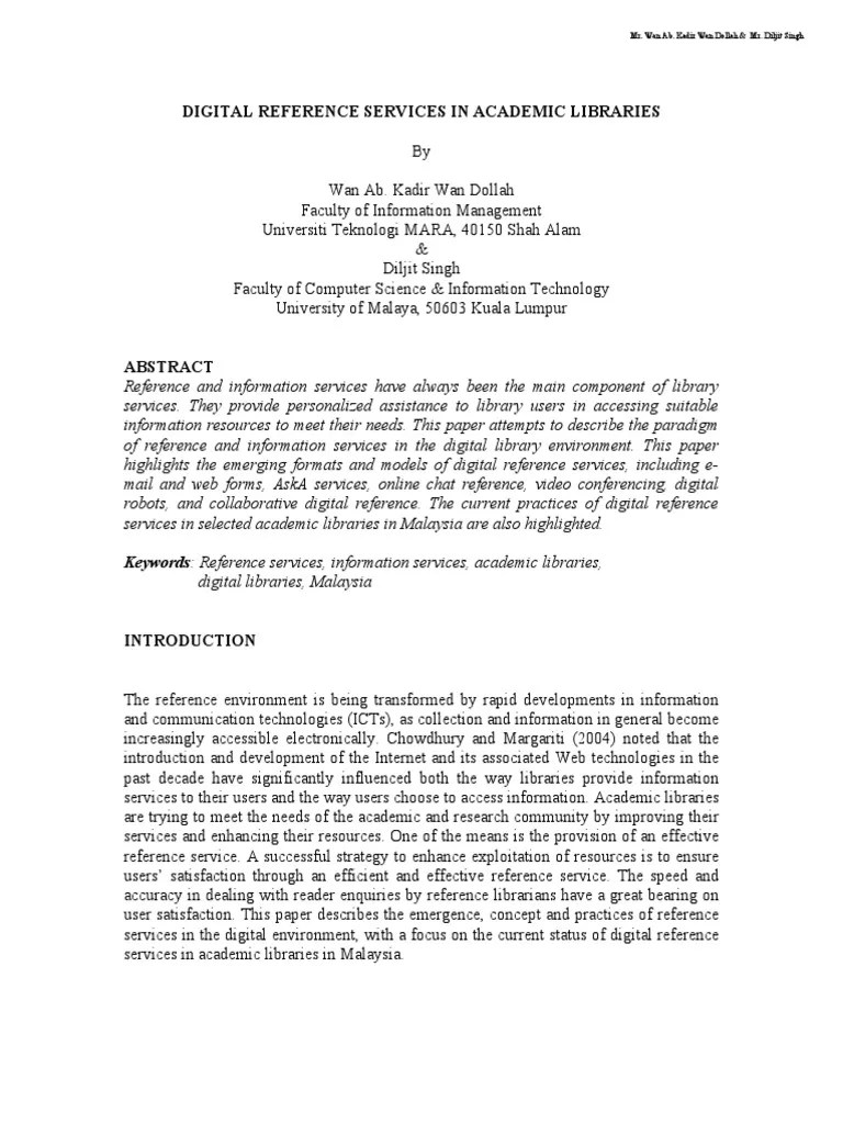 Digital Reference Services In Academic Libraries | PDF | Libraries | Librarian