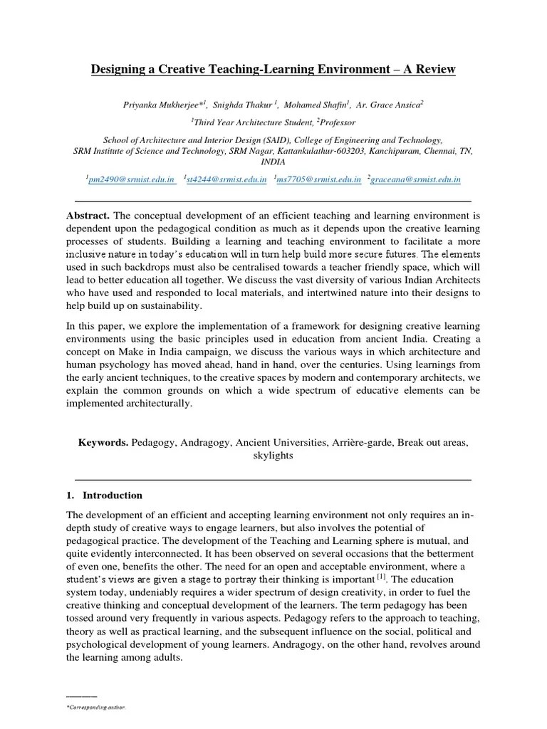Designing A Teaching And Learning Environment | PDF | Pedagogy | Learning