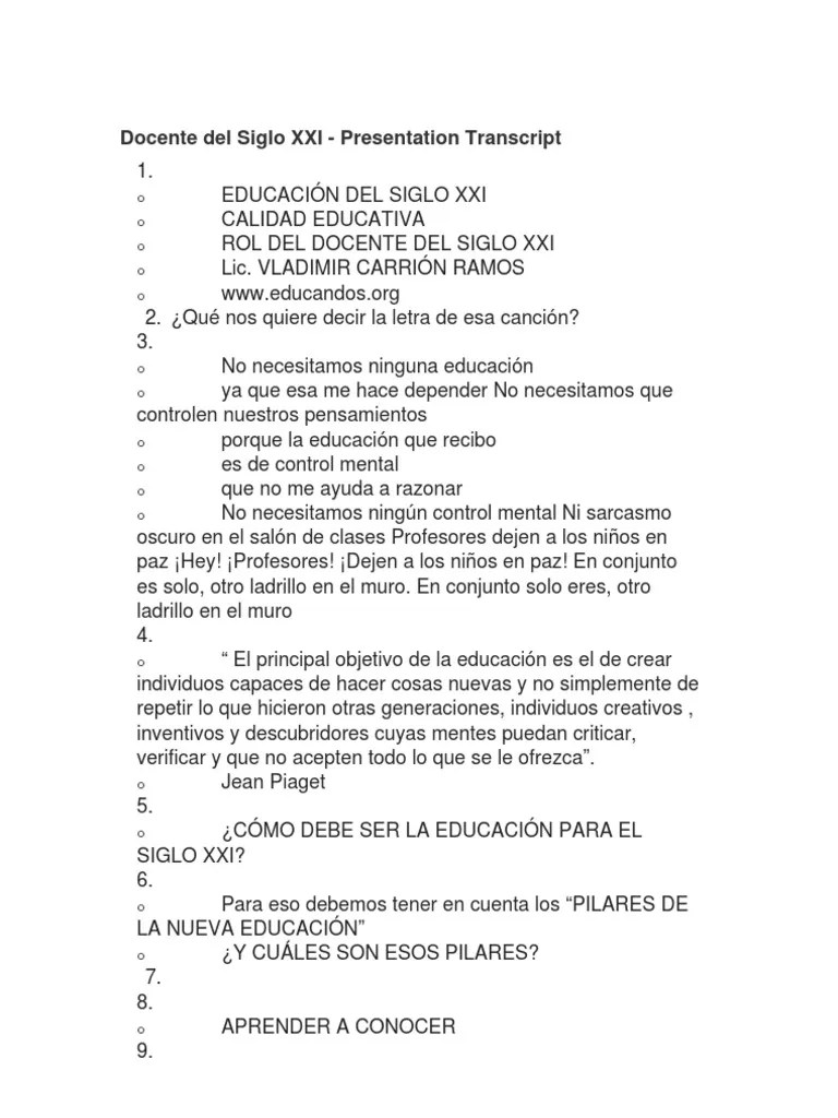 Docente Del Siglo XXI | PDF | Maestros | Aprendizaje