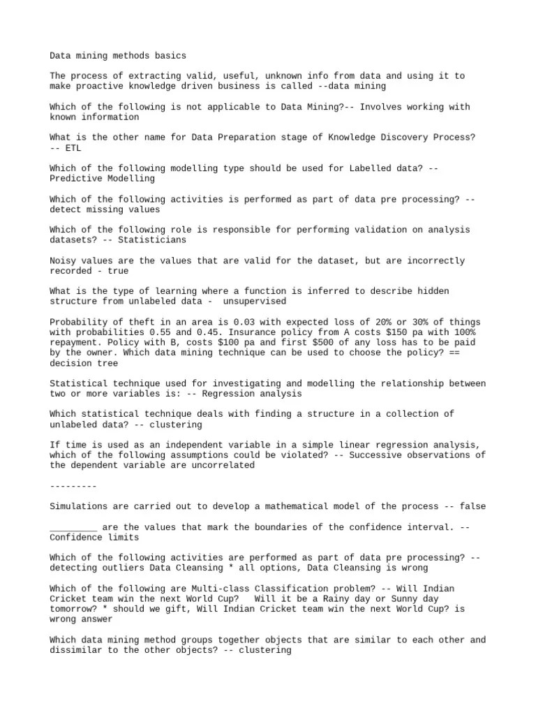 Data Mining Methods Basics | PDF | Regression Analysis | Statistics