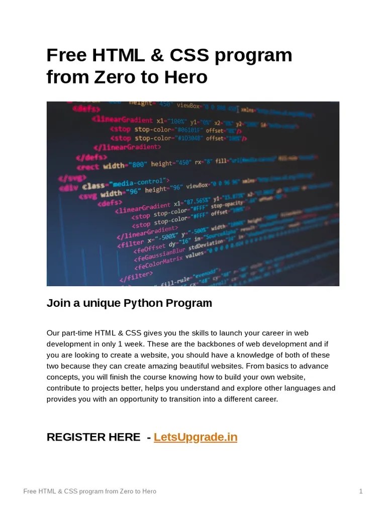 Free HTML CSS Program From Zero To Hero 1 90e5e8c905 | PDF | Html ...