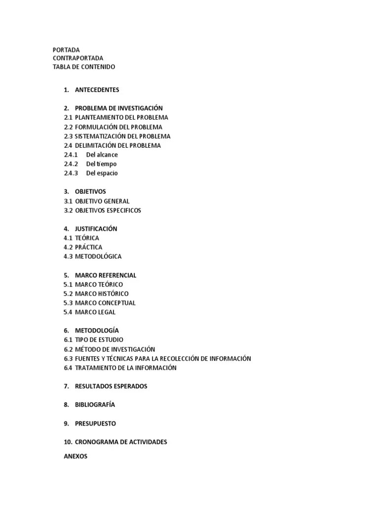 Estructura Anteproyecto | PDF