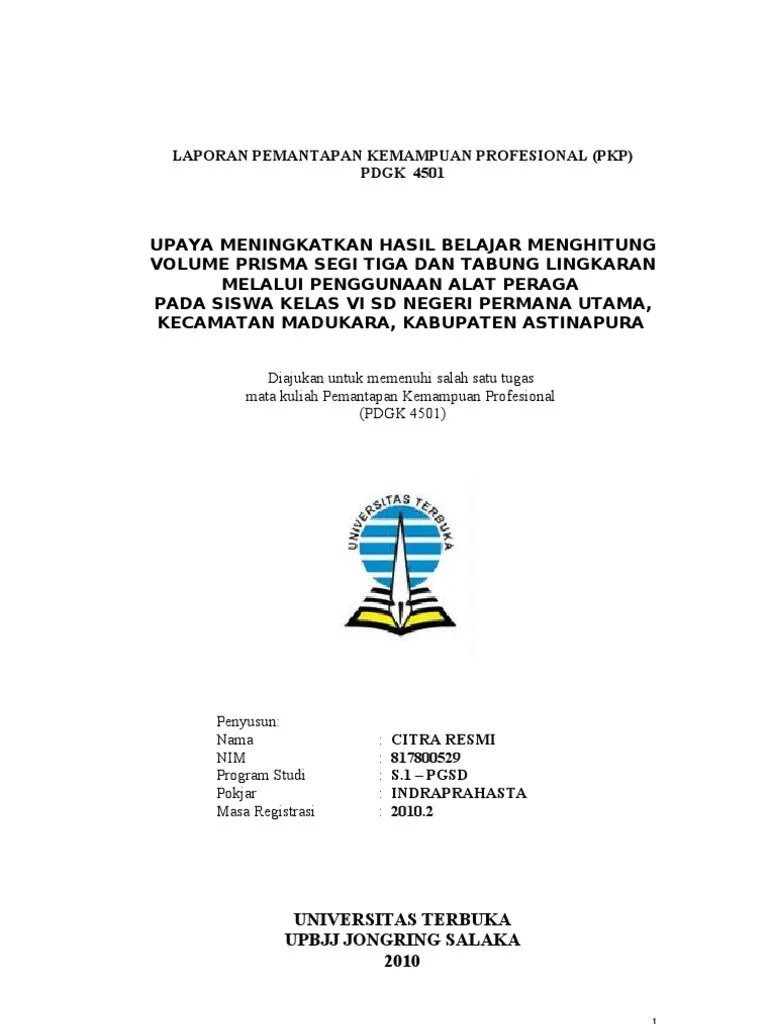 Contoh Laporan Pkp Matematika Kelas 4 Semester 1 Kumpulan Contoh Laporan Cute766