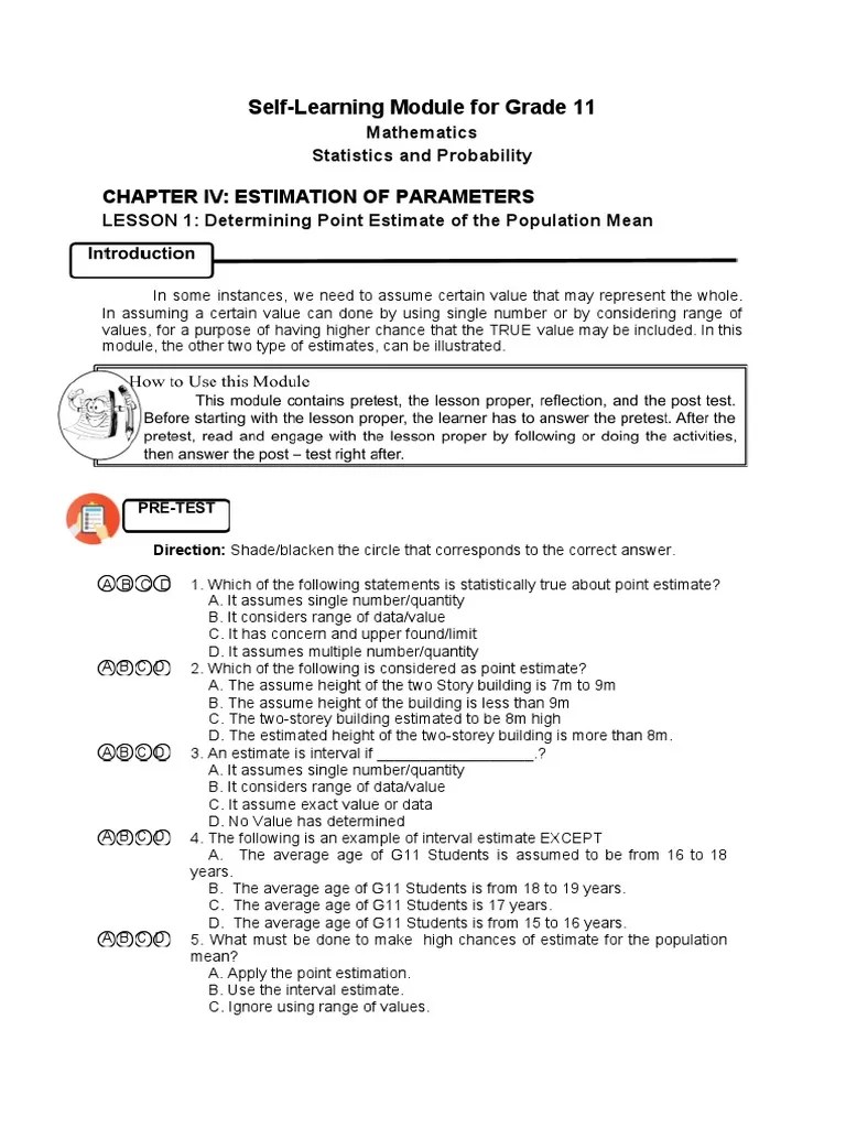 Self Learning Module For Grade 11 Chapter Iv Estimation Of Parameters - Elegant Mountain Design - Ultra HD