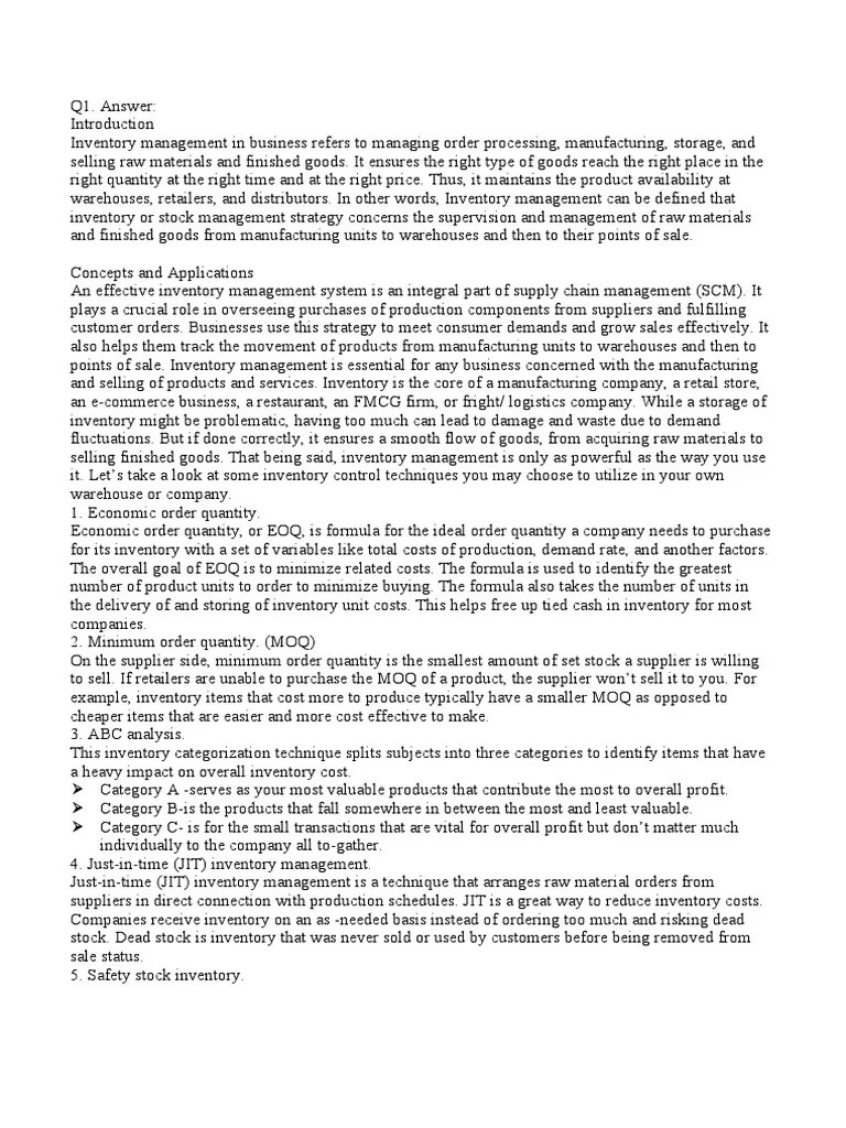 Operations Management | PDF | Inventory | Warehouse