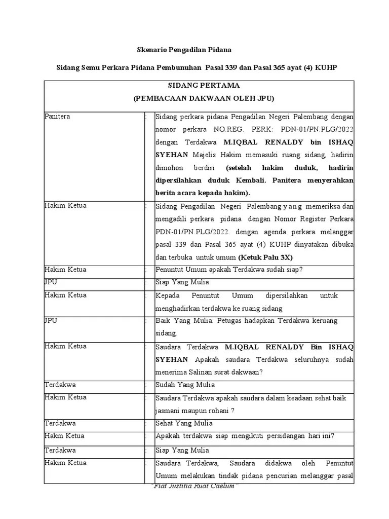 Dialog Sidang Pidana Skenario | PDF