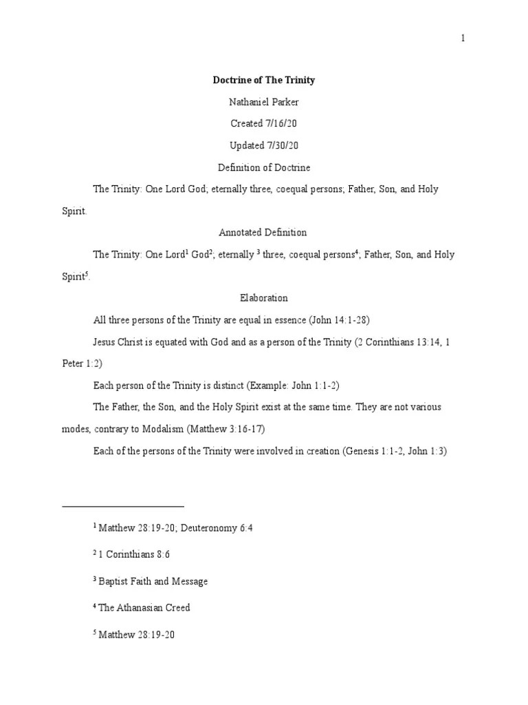 Doctrine Of The Trinity | PDF | Trinity | God The Father