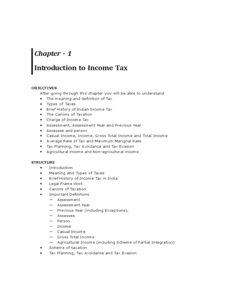 Chapter - 1 - Income Tax | PDF | Taxes | Direct Tax