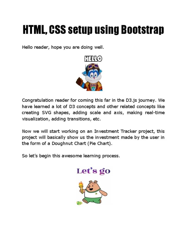 HTML, CSS Setup Using Bootstrap | PDF