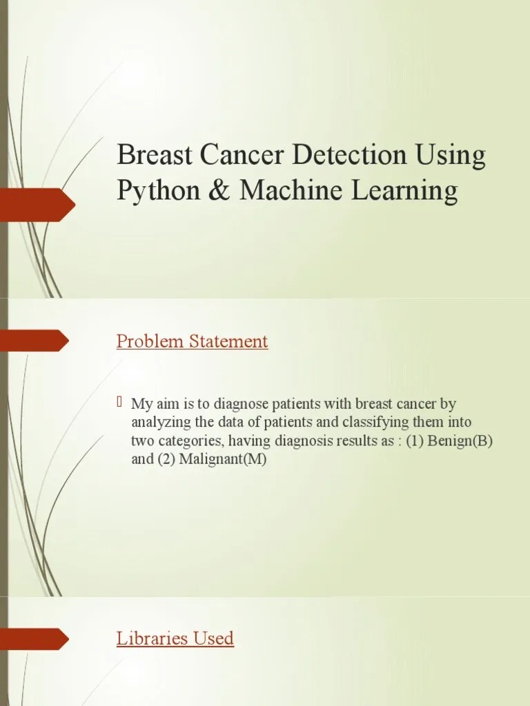 Breast Cancer Detection Using Python & Machine Learning | PDF