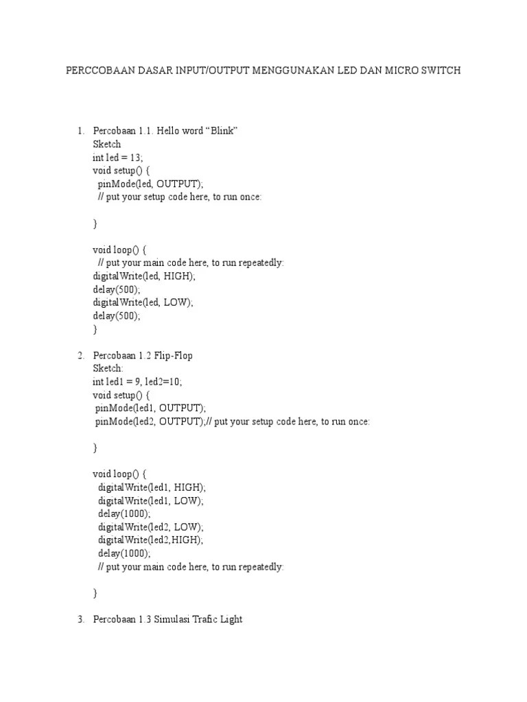 Job - 1 - Percobaan Dasar Input - Output Menggunakan Led Dan ...