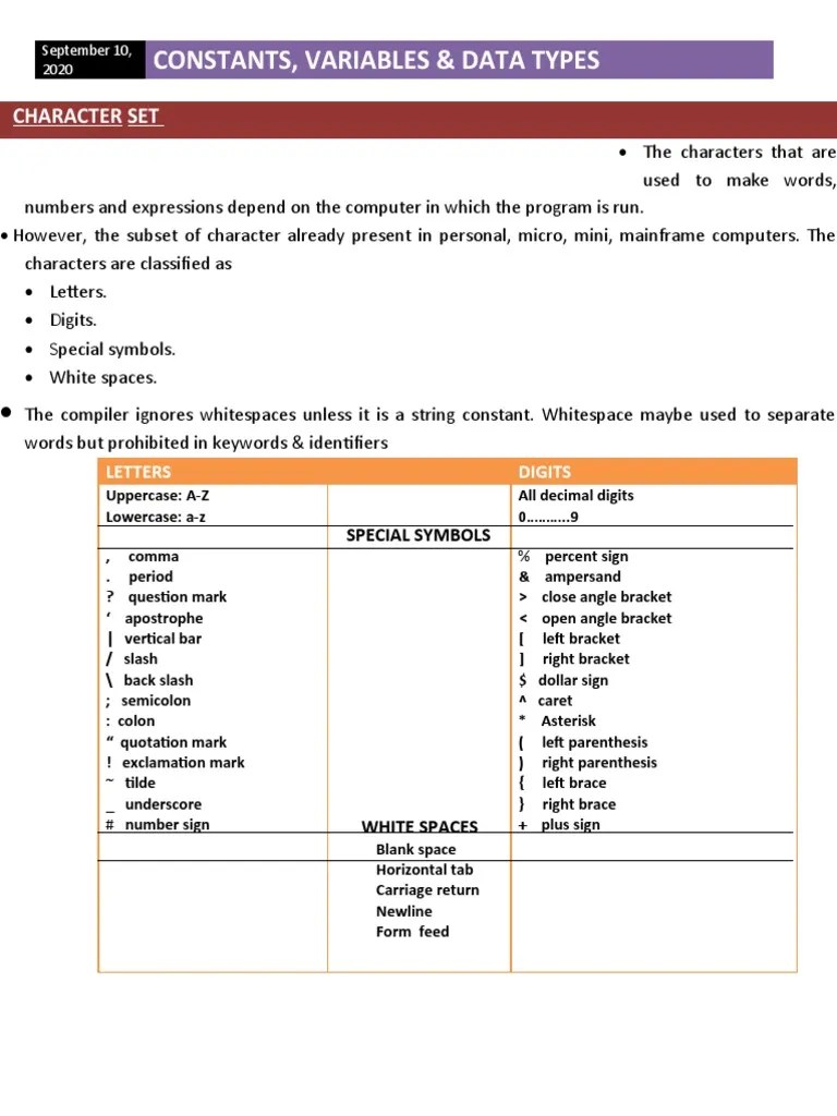 C Programming: Constants & Data Types | PDF | Integer (Computer Science ...