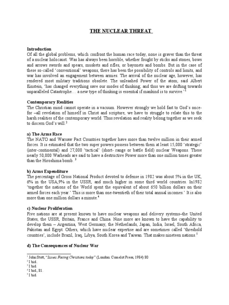 Nuclear Threat | PDF | Nuclear Weapons | Nuclear Warfare