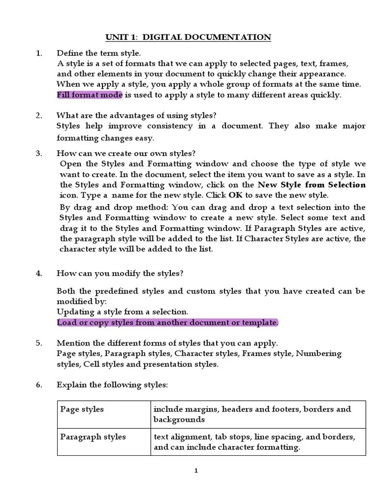 Chapter 1 Digital Documentation - Q&A | PDF | Page Layout | Paragraph