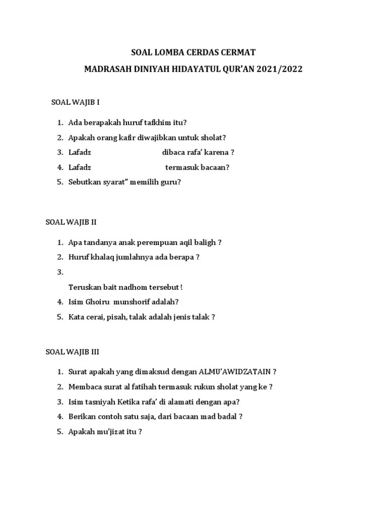 Soal Lomba Cerdas Cermat | PDF