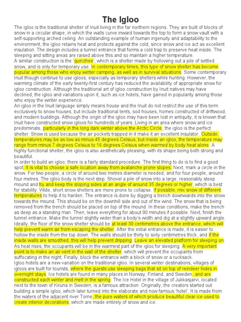 The Igloo | PDF | Snow | Forms Of Water