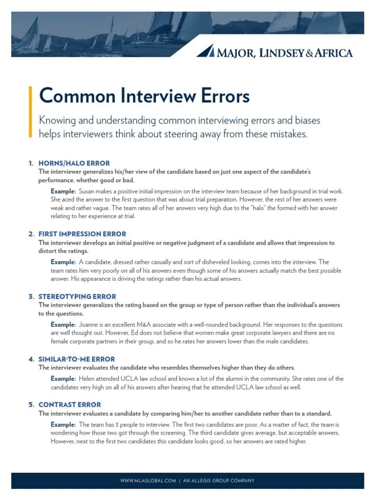 Common Interview Errors PDF | PDF | Psychological Attitude | Mental ...