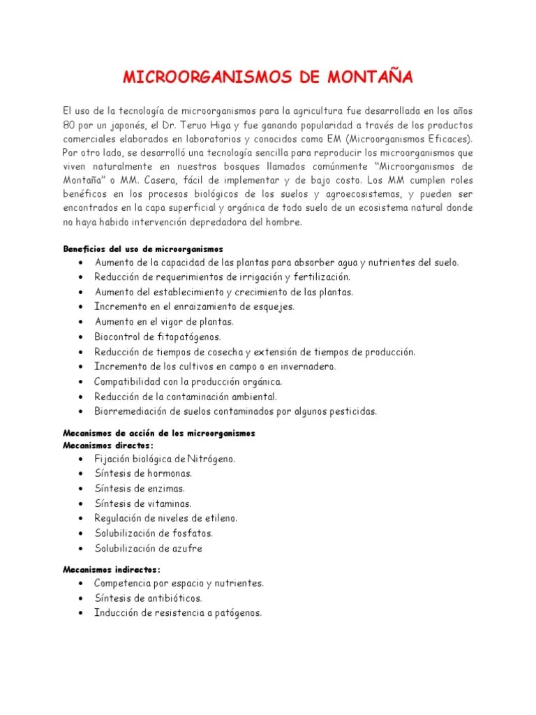 Microorganismos De Montaña-Capítulo Manual | PDF | Nutrientes | Hongo