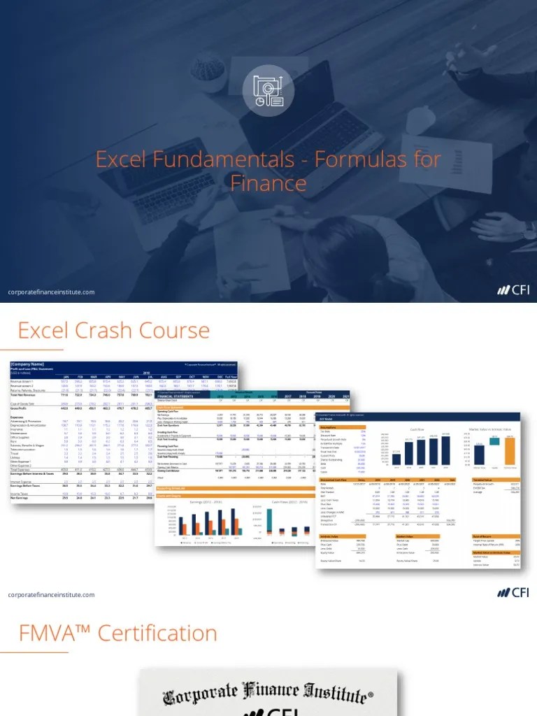 Excel Fundamentals - Formulas For Finance Presentation | PDF