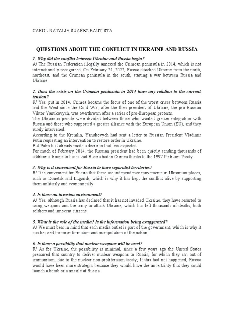 Preguntas Rusia Y Ucrania | Download Free PDF | Ukraine | International Sanctions During The ...